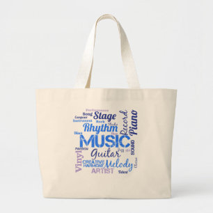 Musician Music Lover Word Cloud Large Tote Bag