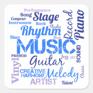 Musician Music Lover Word Cloud Square Sticker
