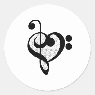 Musician Music Note Pattern Heart Classic Round Sticker