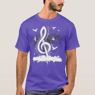 Musician Music Notes Birds Tree Treble Clef T-Shirt