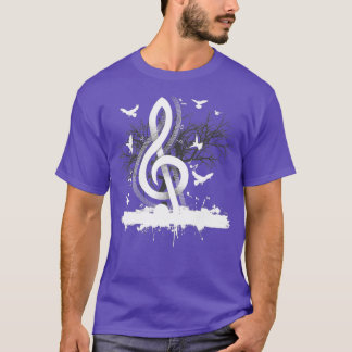 Musician Music Notes Birds Tree Treble Clef T-Shirt