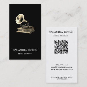 Musician Music Producer Gramophone QR Code Business Card