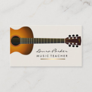 Musician Music Teacher Guitar instrument Gold Business Card