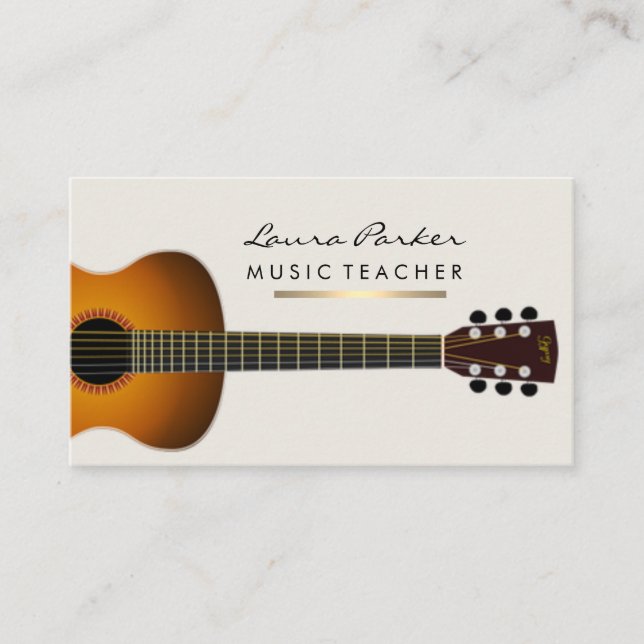Musician Music Teacher Guitar instrument Gold Business Card (Front)