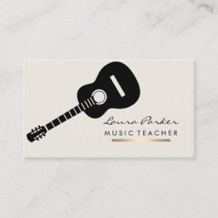 Musician Music Teacher Guitar instrument Gold Business Card