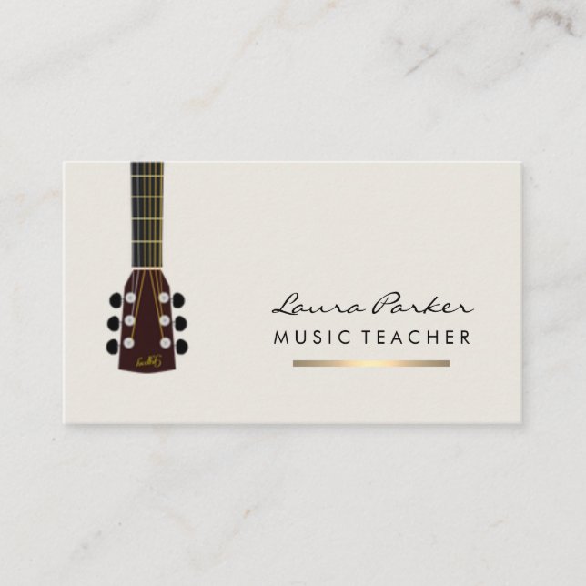 Musician Music Teacher Guitar instrument Gold Business Card (Front)