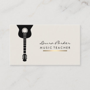 Musician Music Teacher Guitar instrument Gold Business Card