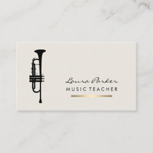 Musician Music Teacher Trumpet instrument Gold Business Card