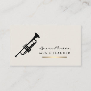 Musician Music Teacher Trumpet instrument Gold Business Card