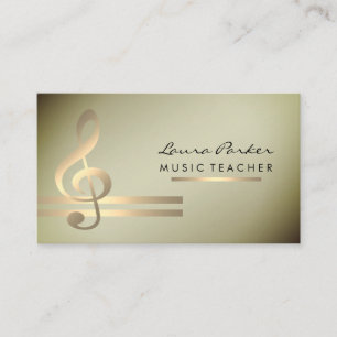 Musician Music Teacher with Musical Notes in Gold Business Card