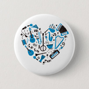 Musician Musical Instrument Heart Tool 6 Cm Round Badge