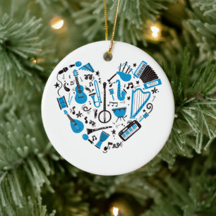 Musician Musical Instrument Heart Tool Ceramic Tree Decoration