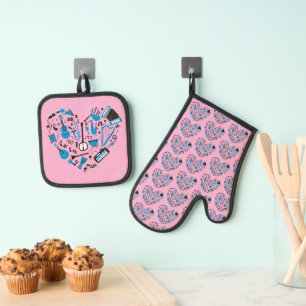 Musician Musical Instrument Heart Tool Oven Mitt & Pot Holder Set
