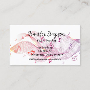 Musician Musical Music Notes Teacher Band Singer B Business Card