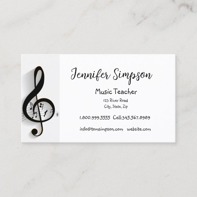 Musician Musical Music Notes Teacher Band Singer Business Card (Front)