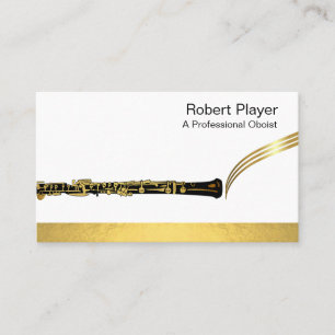 Musician Oboist Player Music Gold Oboe Waves  Business Card