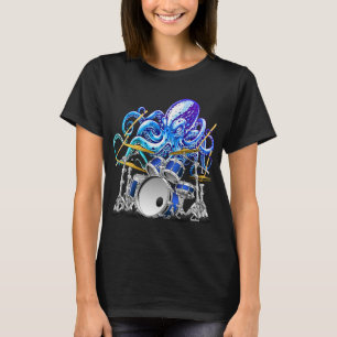 Musician Octopus Drummer Mythical Sea Serpent Play T-Shirt