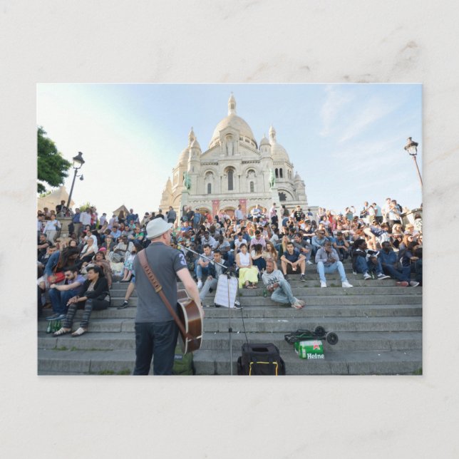 Musician Outside Sacre Coeur Paris Postcard (Front)