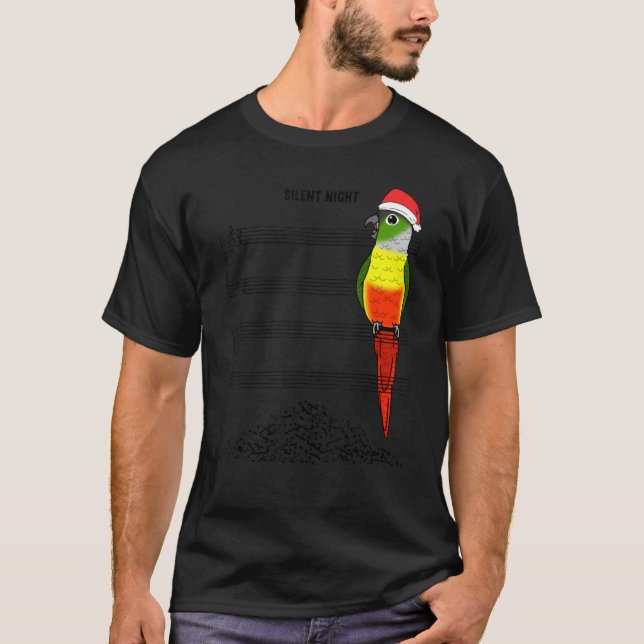 Musician Parrot I Silent Night I Yellow Green Chee T-Shirt (Front)