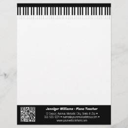 Musician Piano Keys Music Business QR Code Custom Letterhead