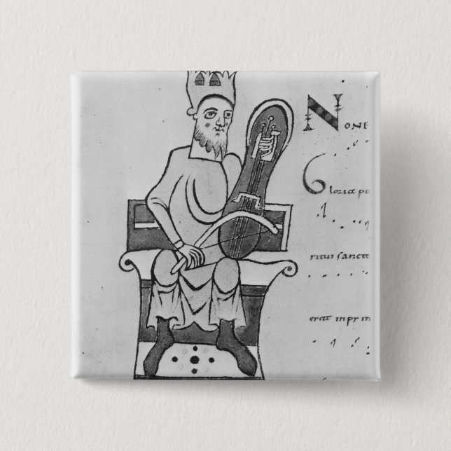 Musician playing a crouth 15 cm square badge (Front)