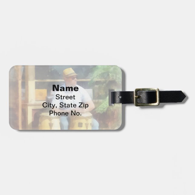 Musician - Playing Bongo Drums Luggage Tag (Front Horizontal)