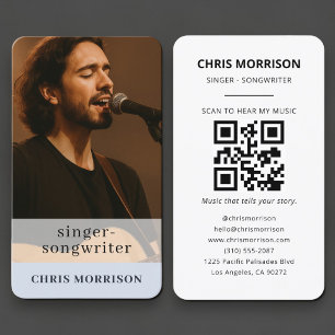 Musician QR Code Blue Business Card