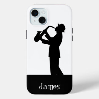 Musician Saxophone Silhouette Quote Art Customise iPhone 15 Mini Case