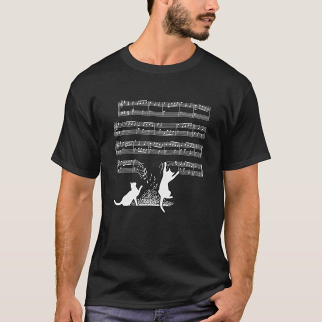 Musician Shirt Cats And Sheet Music T Shirt (Front)