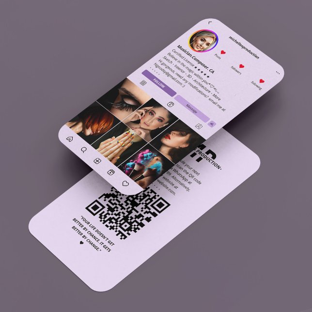 Musician Singer Composer IG Light Purple Modern  Business Card (Musician Singer Composer IG Light Purple Modern Business Card
)