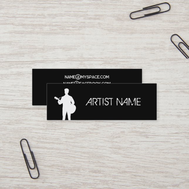 Musician Singer Guitarist Artist Star Publicity Mini Business Card (Front/Back In Situ)
