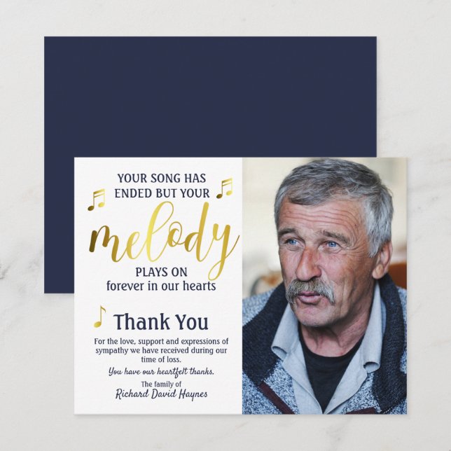 Musician Thank You Funeral Sympathy (Front/Back)