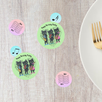 Musician Themed Black Cats Music Notes Birthday Confetti