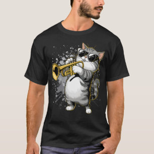 Musician Trumpet Player Funny Cat Playing Trumpet T-Shirt