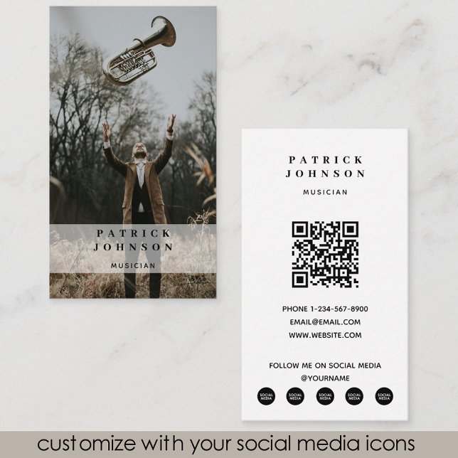 Musician Tuba Orchestra Photo Social Media  Business Card (Musician Tuba Orchestra Photo Social Media Business Card)