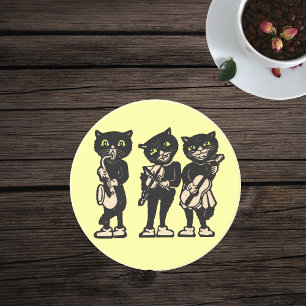 Musician Vintage Black Cats Coaster