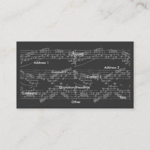 Musician Vintage Grey Notes Brit Guitar IV Business Card