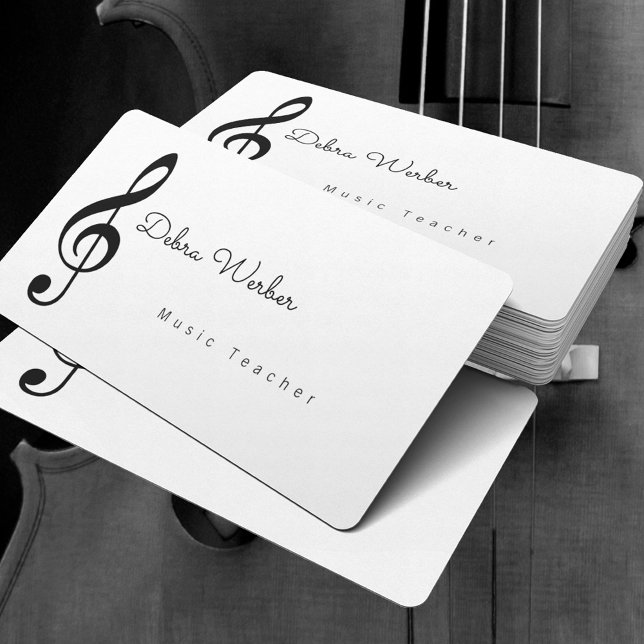 musician white business card & treble music note (music lessons)