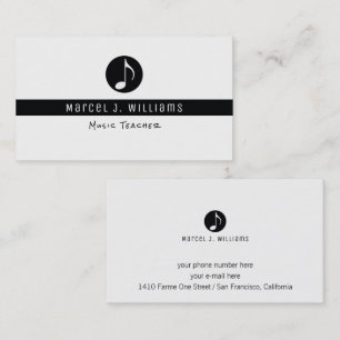 musician white business card with music note