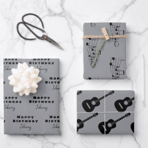 Musicians Acoustic Guitar Theme HAMbyWG Wrapping Paper Sheet