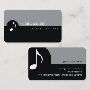 Musicians Black Business Card With Musical Note