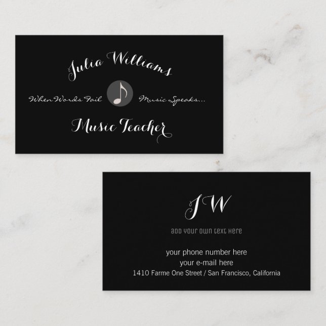 musician's blk. business card with musical note (Front/Back)
