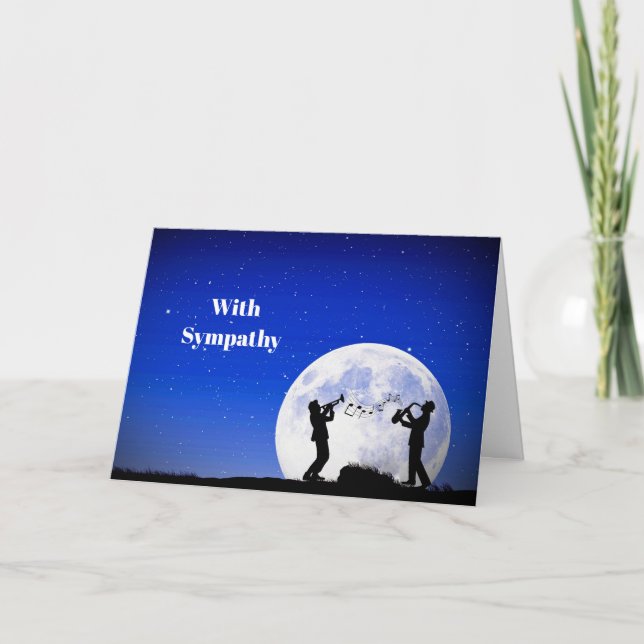 Musicians Blue Full Moon Sympathy Card (Front)