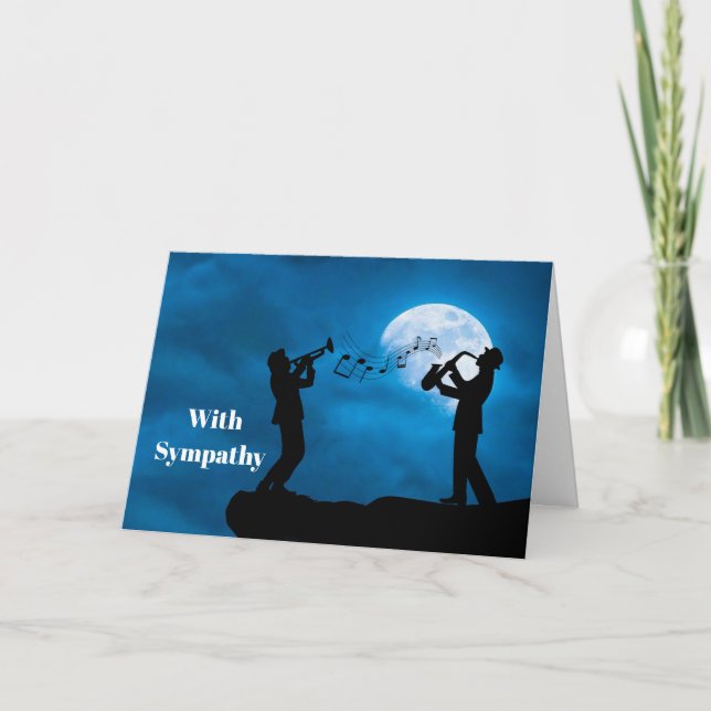 Musicians Full Moon Silhouette Sympathy Card (Front)