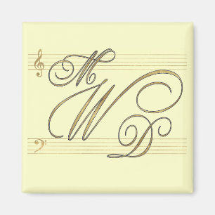 Musicians in love wedding monogram logo magnet