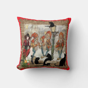 Musicians in old Amsterdam during Christmas Cushion