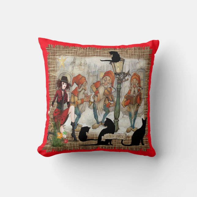 Musicians in old Amsterdam during Christmas Cushion (Front)