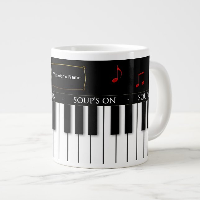 MUSICIAN'S JUMBO SOUP MUG - PIANO KEYBOARD (Front Right)