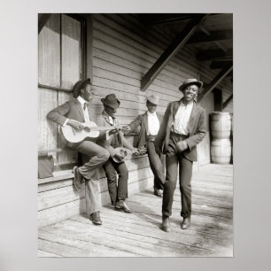 Musicians on the Road, 1908. Vintage Photo Poster