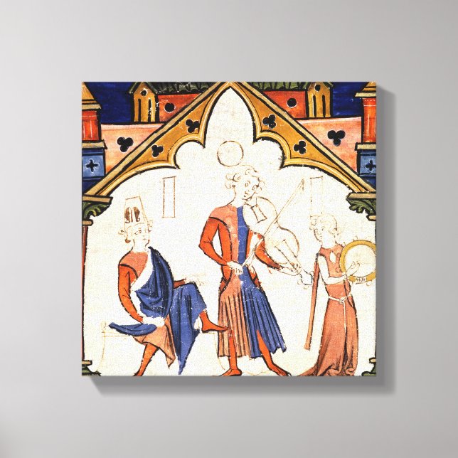 Musicians Playing a Viola and a Tambourine Canvas Print (Front)